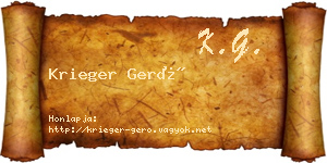 Krieger Gerő névjegykártya